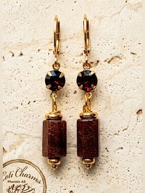 Elegant 1.5 TCW Genuine Garnet & Garnet Nugget In Gold Plated Earrings